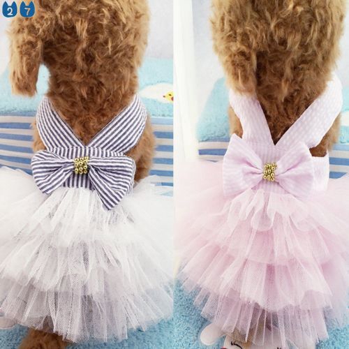 Đầm Hai Dây Họa Tiết Kẻ Sọc Cỡ Nhỏ Vừa Và Vừa 27Pets} Cho Cún Cưng