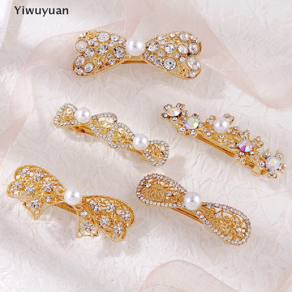 < Yiwuyuan > Kẹp Tóc Đính Kim Cương Giả Và Ngọc Trai Thanh Lịch Thời Trang Phổ Biến Dành Cho Bạn