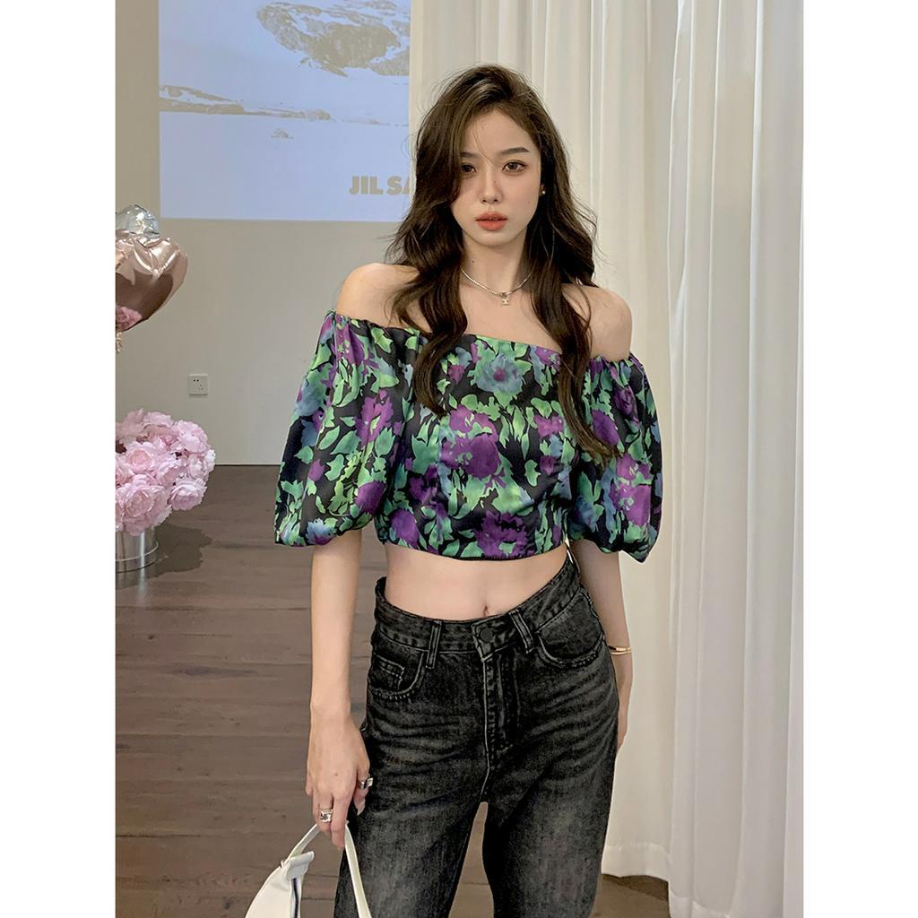 Áo Kiểu Tay Phồng Trễ Vai Phong Cách Pháp Cổ Điển Thời Trang Cho Nữ