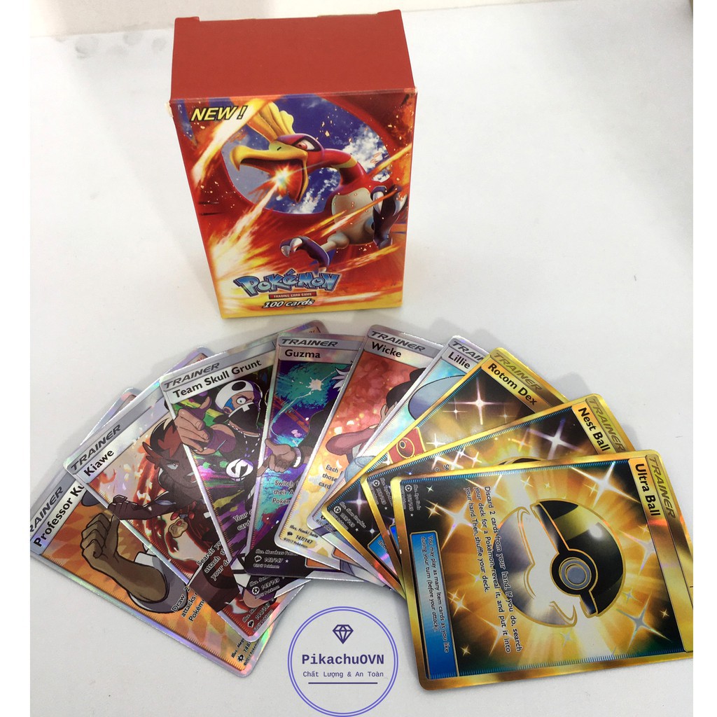 Bộ Thẻ Bài Pokemon TCG 100 Thẻ Bài 100Z  (89GX + 11TRAINER) TEAM Tag Team GX MEGA EX Sưu Tập, Chơi Đối Kháng New Đẹp