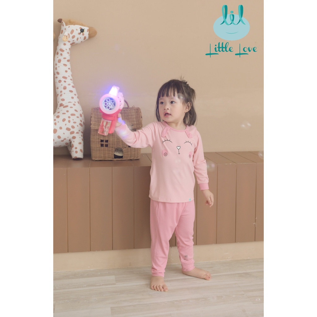 Bộ tăm dài tay phối họa tiết đáng yêu 02-2022 Lil Little Love dành cho bé trai bé gái