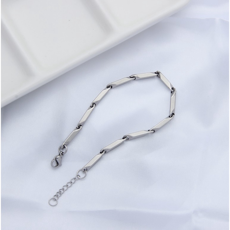 Vòng Tay Nam Lắc Tay Unisex Thời Trang Vòng Tay Nam Nữ Basic Astaaccessories Màu Bạc Đen Titan - Vòng Tay Xích Trơn