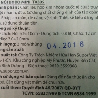 Bộ nồi chống dính Supor Bobo mini