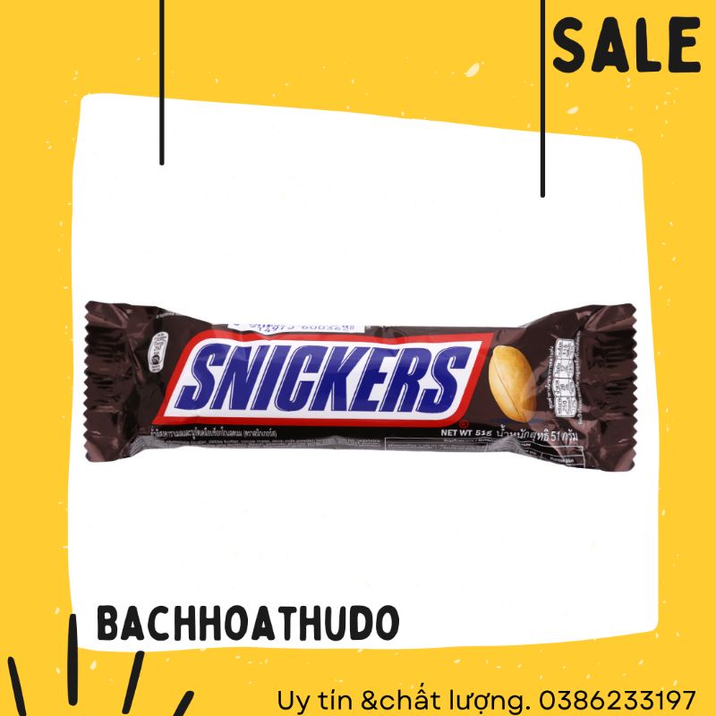 Kẹo socola nhân bơ đậu phộng Snicker thanh 51g