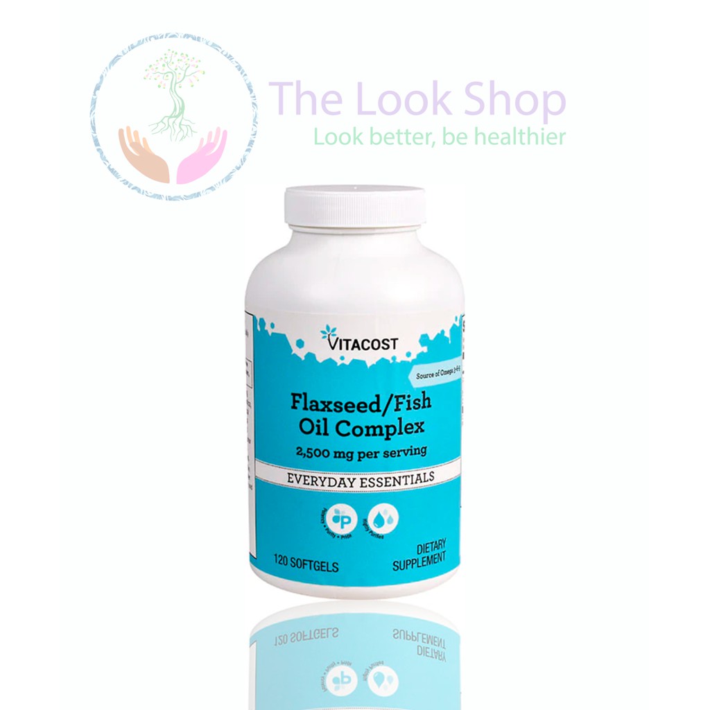 USA- Viên uống dầu cá Fish Oil Flaxseed Omega 3,6,9 2500mg 120 viên- Vitacost