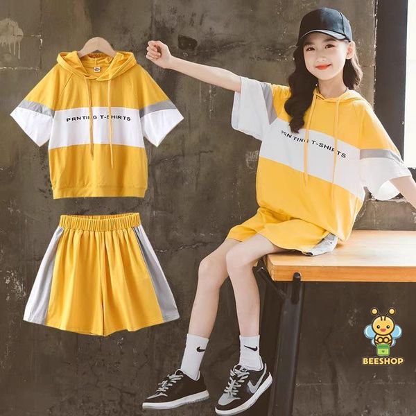 Bộ đồ cho bé gái size đại Set quần áo thể thao có mũ BEESHOP H22054