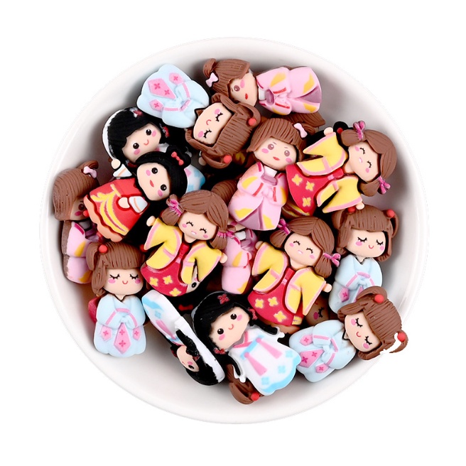 Sticker jibbitz gắn dép sục Crocs hình các bé gái mặc đồ cổ trang