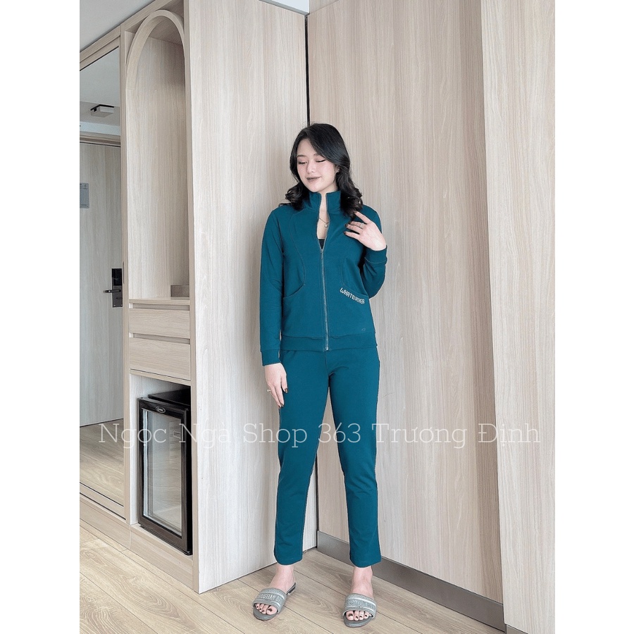 Bộ đồ thể thao mặc nhà WONNER. SET đồ dáng dài thể thao năng động, chất cotton nỉ da cá mềm mịn, họa tiết chữ, có túi