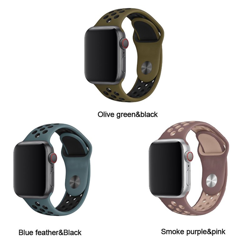 Dây đeo silicon thiết kế thoáng khí thay thế cho đồng hồ thông minh Apple Watch 6 / Se 38mm / 40mm 42mm / 44mm