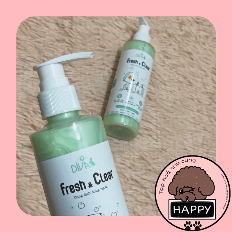 Sữa tắm Diva ngừa ve rận nấm da Fresh &amp; Clear 250ml dùng cho chó mèo [Ảnh thật] [Có sẵn] - Tạp Hoá Thú Cưng Happy