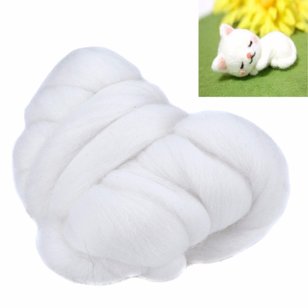 Cuộn len nỉ trắng 50g làm đồ thủ công chuyên dụng