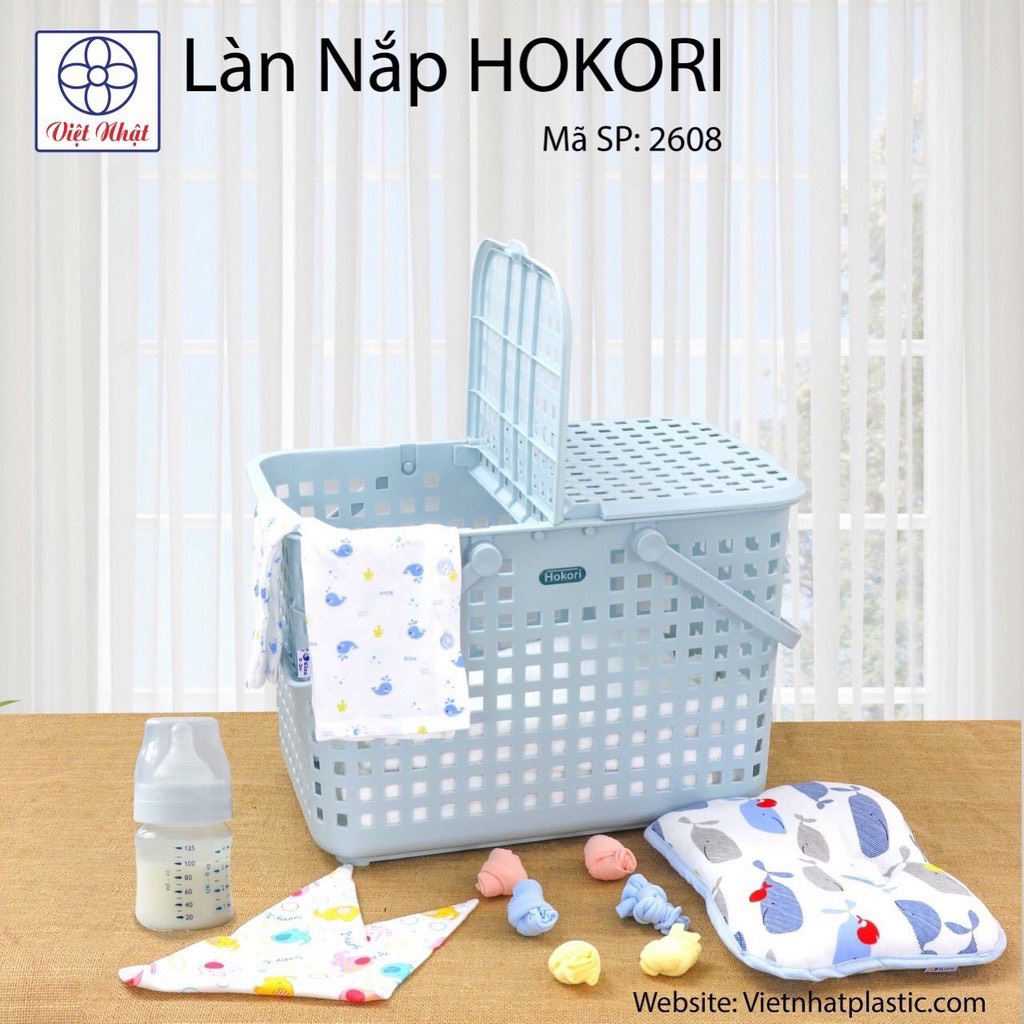 Giỏ đi sinh có nắp cho mẹ và bé an toàn tiện dụng ,Làn đựng quần áo Hokori Việt Nhật