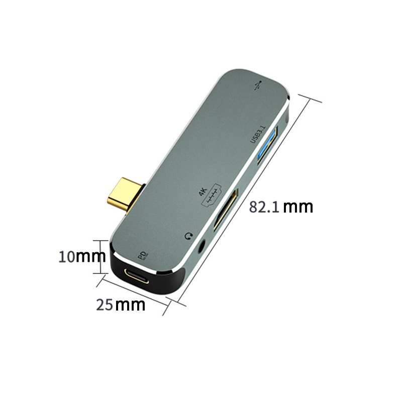 Hub 5 Cổng USB 3.1 2.0 Mở Rộng 3.5mm HDMI Bằng Hợp Kim Nhôm