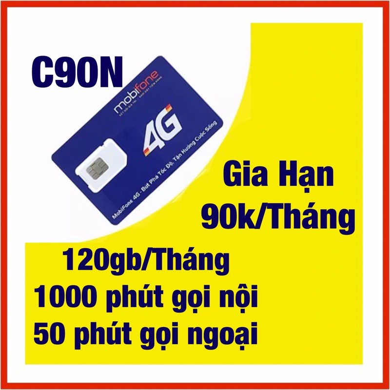 SIM Mobi C90N 120gb 1 Tháng Gia Hạn 90k 1 Tháng