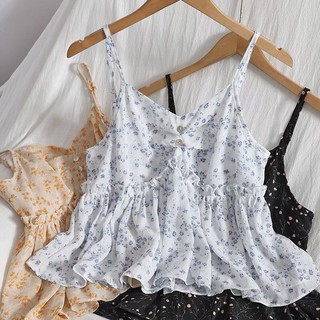 Áo 2 dây babydoll hoa nhí | áo babydoll hai dây có thể điều chỉnh