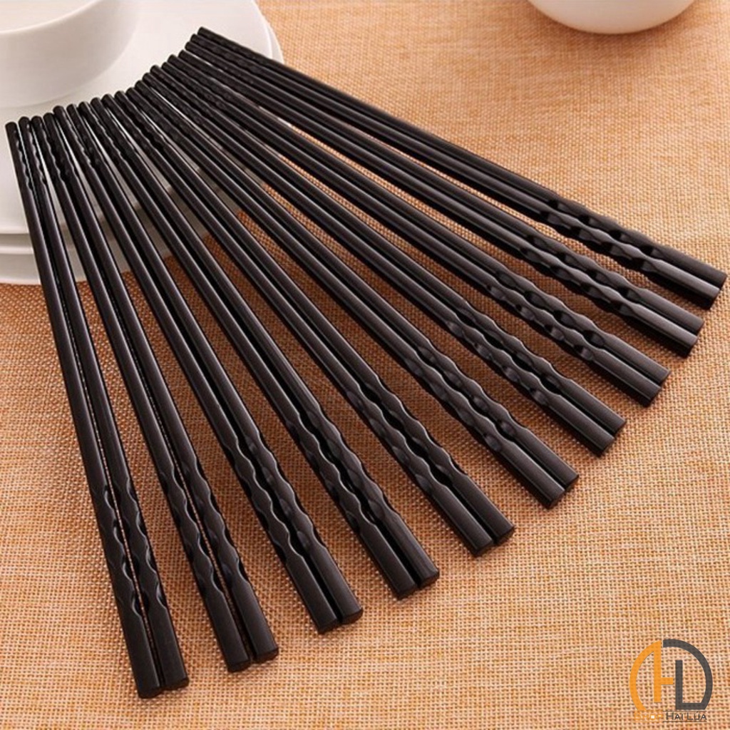 Đũa ăn cơm 10 đôi nhựa phíp Hoàng Gia cao cấp, Đũa nhật bản hất lượng kháng khuẩn xoắn 2 đầu chống trượt sang trọng A33