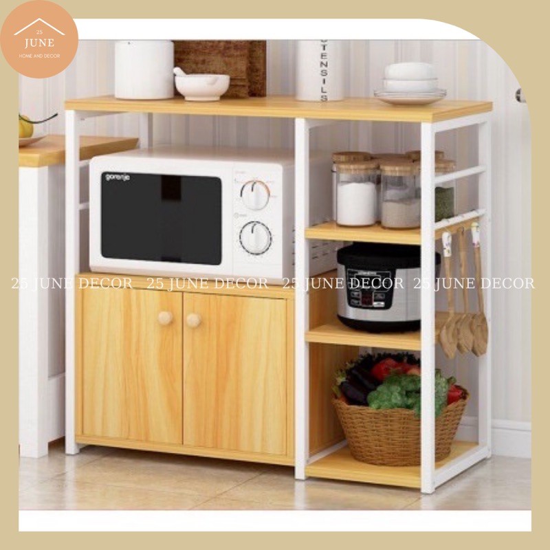 Kệ Để Đồ Nhà Bếp ✅ Miễn Phí Ship ✅ Tủ Bếp Nhiều Tầng Khung Sắt Sơn Tĩnh Điện Sàn Gỗ MDF Cao Cấp - 25 June Decor