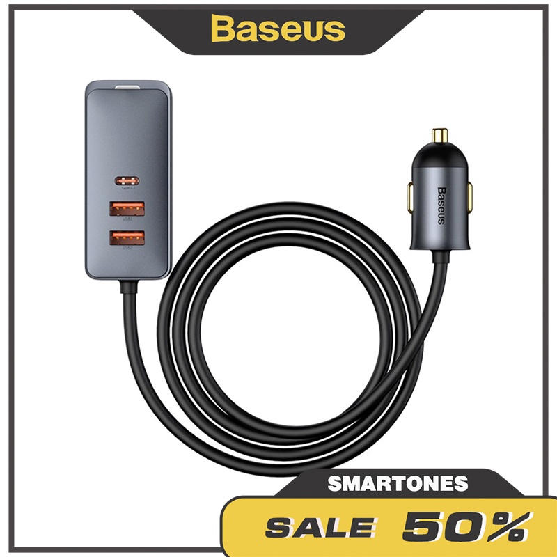 Tẩu sạc Baseus Share Together, sạc nhanh đa cổng PPS 120W với dây nối dài USB A và USB C sạc nhanh PD 3.0 QC 3.0