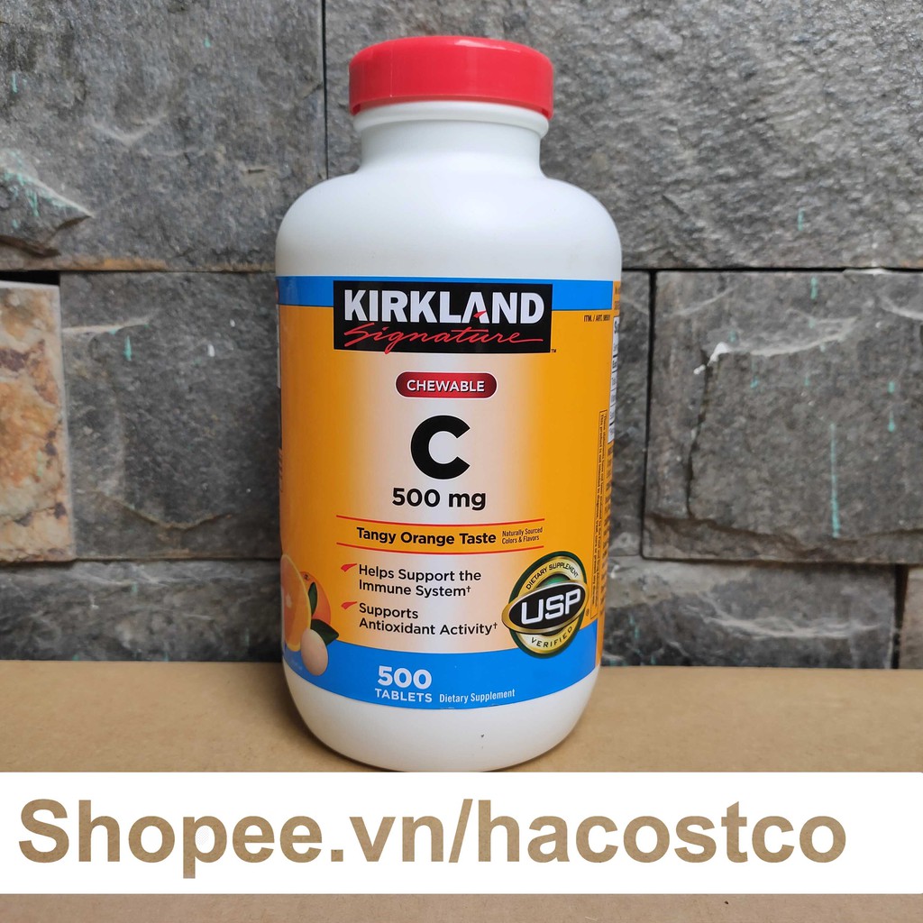 Viên Ngậm KIRKLAND Signature VITAMIN C 500 mg CHEWABLE hộp 500 viên - tăng sức đề kháng