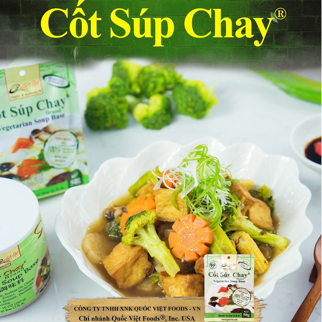 Cốt Súp CHAY Quốc Việt - Nhập khẩu USA - Vegetarian Soup Base Base (50g)