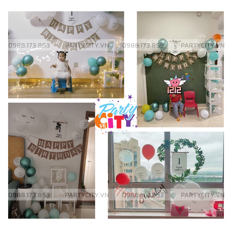 【PartyCityvn】Set Trang Trí Sinh Nhật Hàn Quốc Kèm Dây Lá Trang Trí Bóng Màu Đặc Biệt Cho Bé Trai, Bé Gái Và Người Lớn