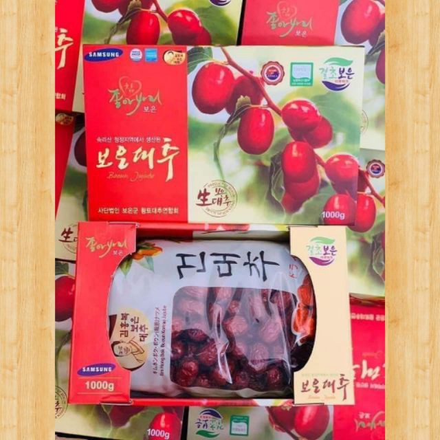 Tặng kèm túi xách TÁO ĐỎ SẤY KHÔ HÀN QUỐC BOEUN LOESS JUJUBE 1kg