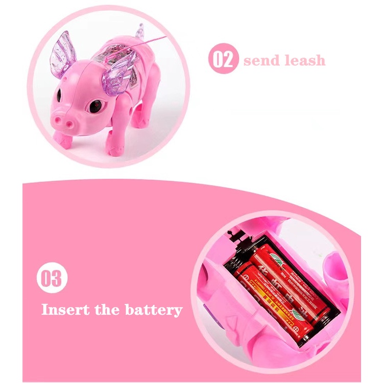 Đồ Chơi Chú Heo Điện Tử Phát Nhạc Và Dây Dắt Chạy Điện Phát Sáng Và Phát Nhạc Cho Trẻ Em Bán Sỉ