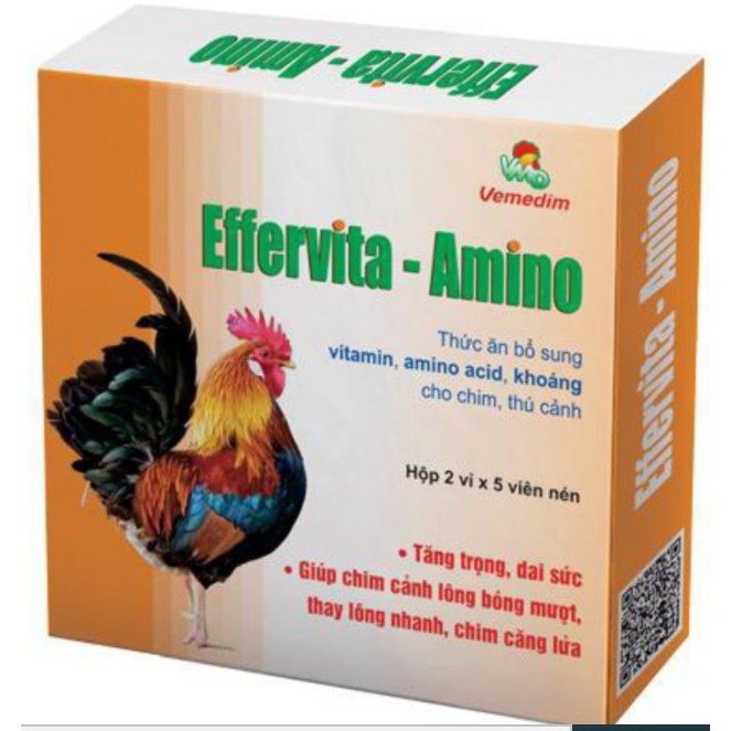 Viên bổ sung vitamin, amino axit, khoáng cho chim, thú cảnh- Effervita Amino -Vỉ 10 viên