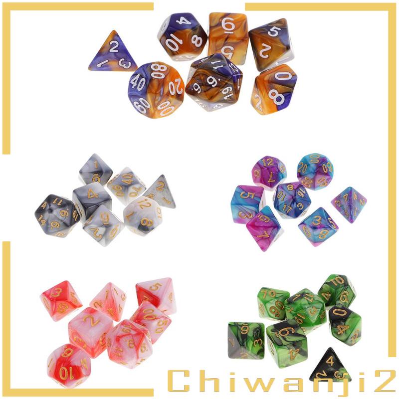 Xúc Xắc Polyhedral D12 D10 D8 D6 D4 7x 1.6cm / 0.62 ''