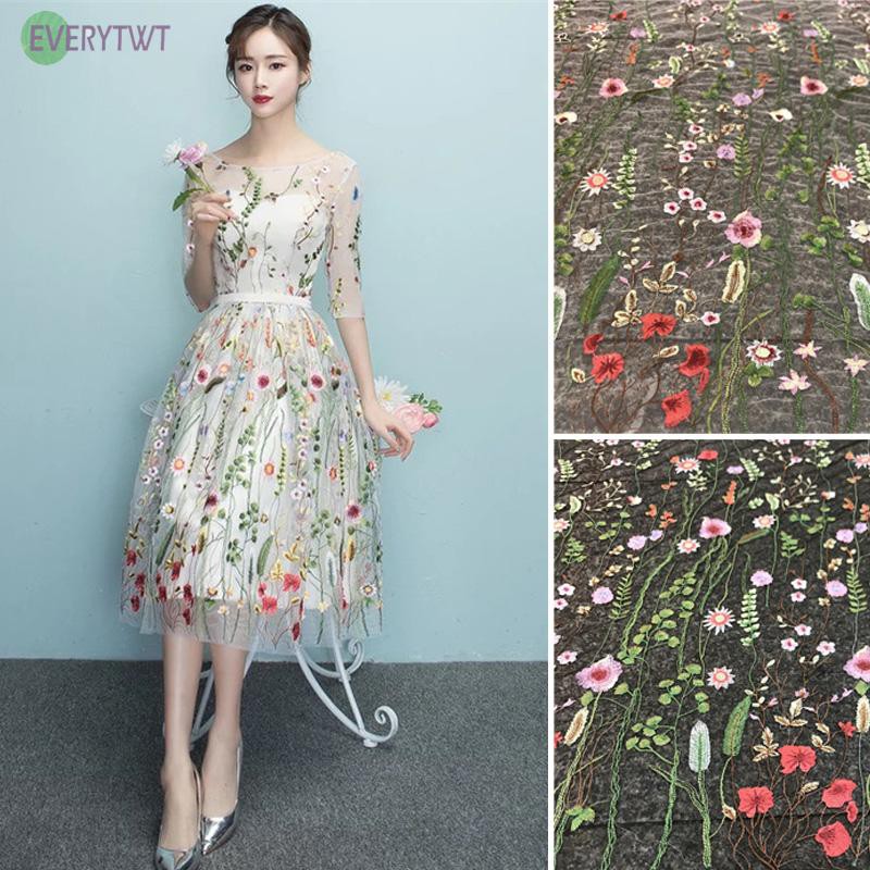 Vải Ren Thêu Hoa 2 Màu Siêu Đẹp Cho Cô Dâu