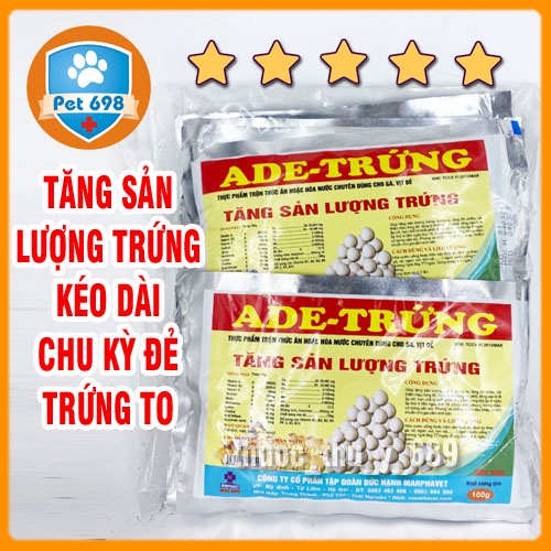 ADE-TRỨNG 1kg Tăng sản lượng trứng, trứng to, kéo dài chu kỳ đẻ trứng trên gia cầm, thủy cầm, gà, vịt, cút đẻ