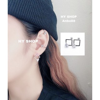 khuyên tai titan tứ giác đá cao cấp không dị ứng không gỉ nam nữ cá tính siêu bền khuyên vành tai UNISEX BTS