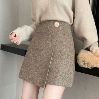 (SẴN) Chân váy dạ vạt lệch 1 cúc