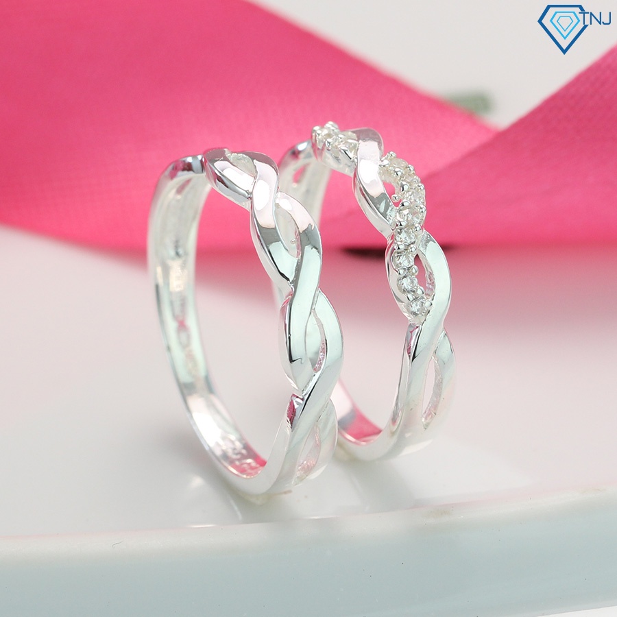Nhẫn cặp đôi vô cực bằng bạc khắc tên theo yêu cầu ND0427 Trang Sức TNJ