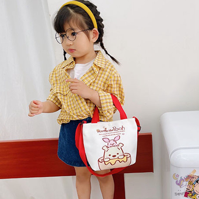 Túi Xách Đeo Vai Vải Bạt Họa Tiết Hoạt Hình Phong Cách Hàn Quốc Đáng Yêu Dành Cho Trẻ