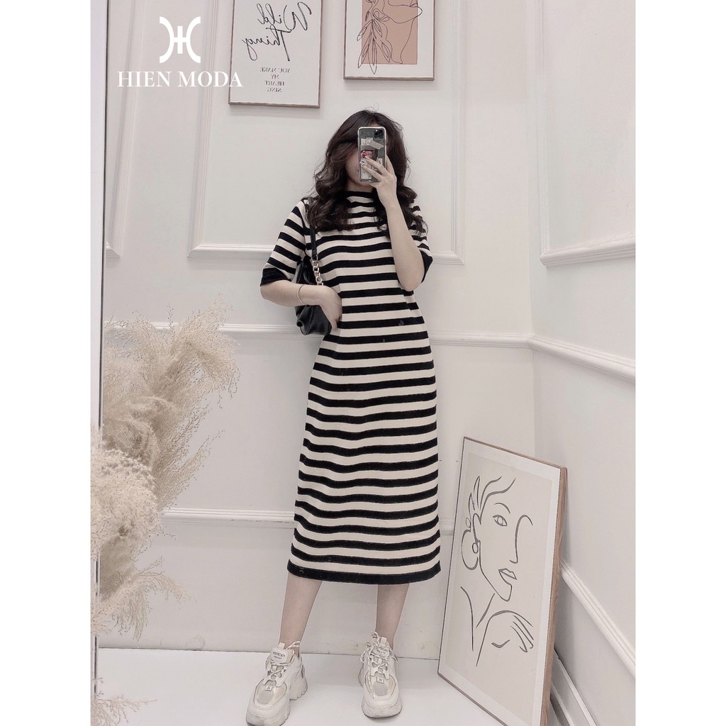 Váy len xuông dáng dài , Váy len cổ 3 phân ngắn tay | BigBuy360 - bigbuy360.vn