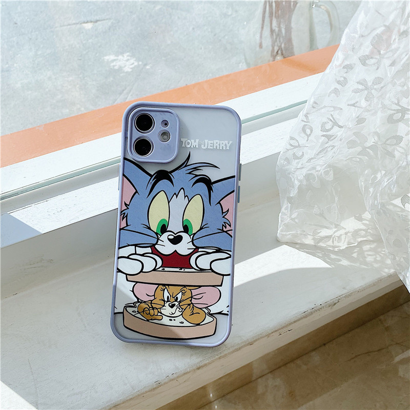 Ốp Lưng Điện Thoại Bằng Silicone Tpu Mềm Hình Vuông Họa Tiết Tom & Jerry Cho Iphone 12 / 11 Pro Max / 7 / 8 Plus / X / Xs Max / Xr / Se 2020