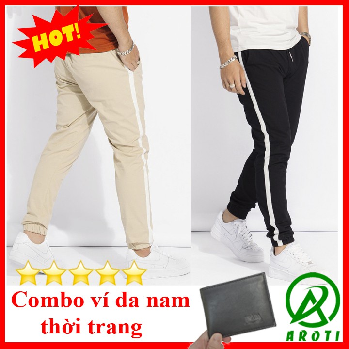 Quần Jogger Nam AROTI Form Slim Fit Vải Kaki Cao Cấp Mềm Mịn, Co Giãn Tốt Dáng Hàn Thể Thao Nhiều Màu- Đủ Size Qk43+VÍ
