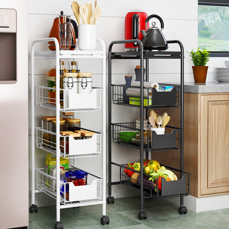 Kệ Để Đồ Đa Năng Nhà Bếp Có Ngăn Kéo 3 4 5 Tầng Để Rau Củ Hoa Quả Kệ Gia Vị Thông Minh