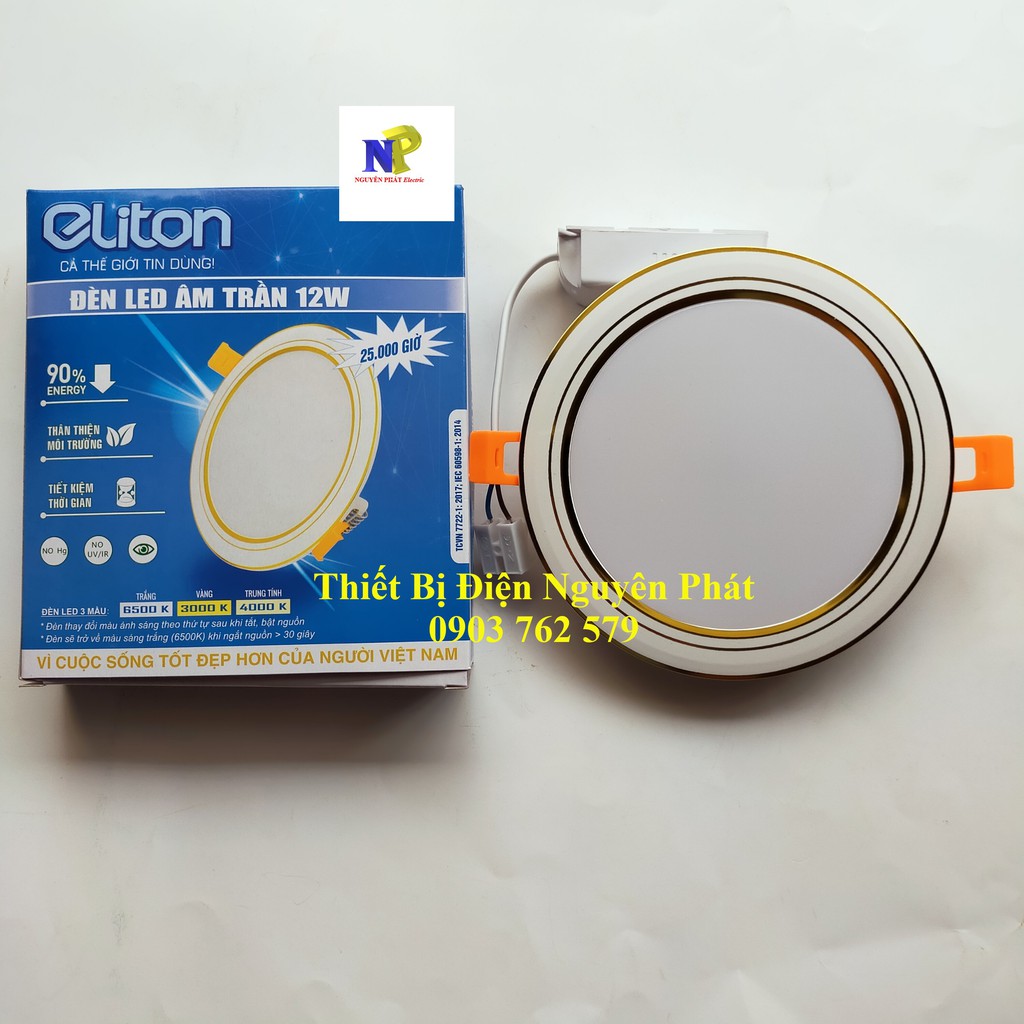 [Eliton] Đèn Led Âm Trần 3 Màu Công Suất 6w 9w 12w Hàng Chất Lượng Cao Bảo Hành 18 Tháng