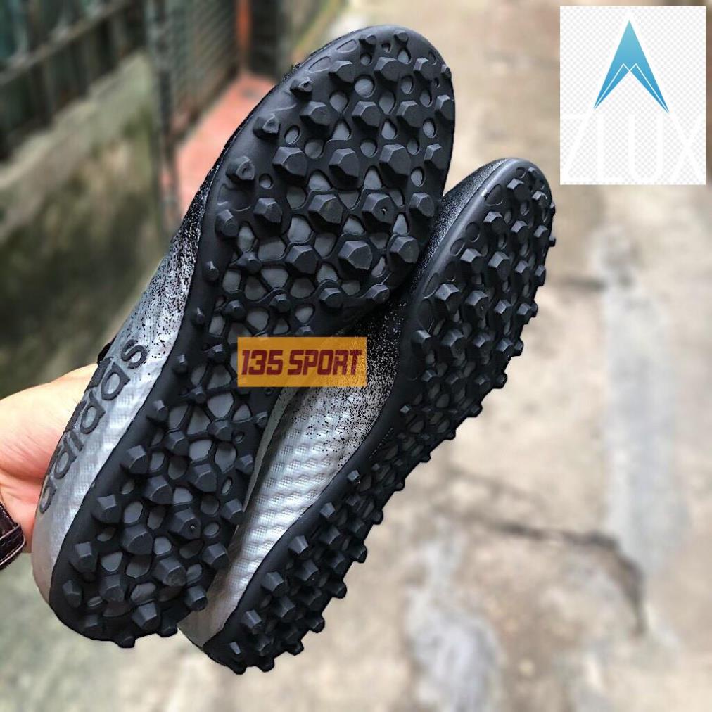 Giày Đá Bóng X16.1 Cage Đen Bạc Cổ Đỏ TF (FREE khâu đế + Túi mang giày)