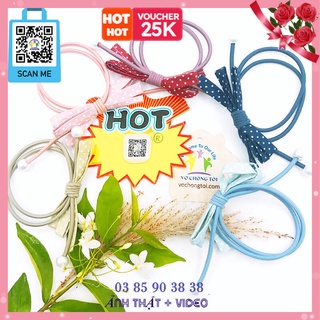 Dây thun buộc tóc nữ, đồ cột tóc cho bé gái nơ Hàn Quốc chấm bi - thương hiệu Vợ Chồng Tôi