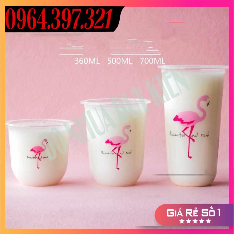 [NOWSHIP] 50 Cốc, Ly Nhựa Bầu 360ML Cốc Dùng 1 Lần Có Nắp Loại Đẹp  - Đựng Đồ Uống - Có Thể Dùng Được Màng Ép Ly