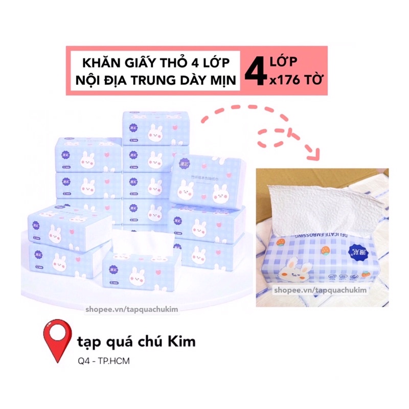Khăn giấy ăn THỎ TRẮNG 4 lớp siêu mịn NỘI ĐỊA TRUNG - tapquachukim