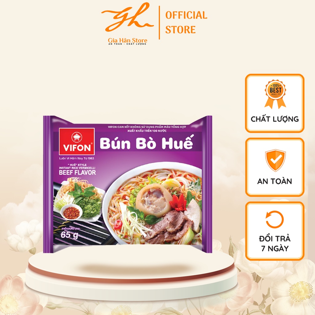 Bún bò Huế Vifon 65g, bún khô ăn liền thơm ngon, dinh dưỡng thùng 30 gói Ma05