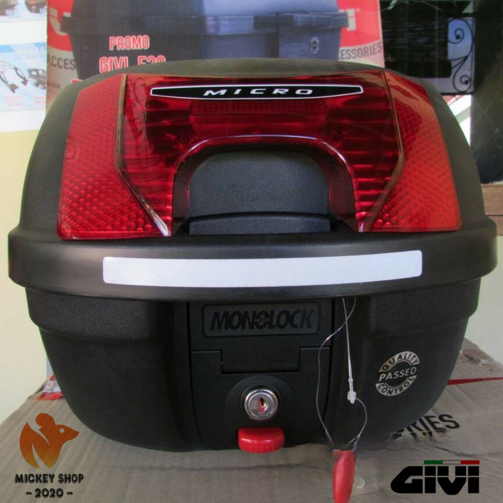 [ CHÍNH HÃNG ] Thùng GIVI E26N/ E26NX MICRO 26 Lít Khóa Monolock Decal Bạc/ Phản Quang Đỏ