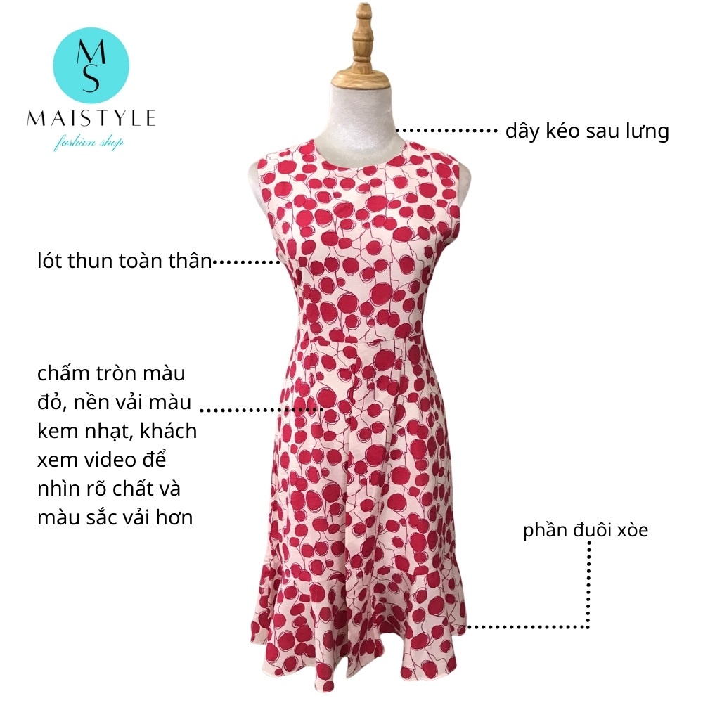Đầm hoa nhí MAISTYLE váy nữ xinh thiết kế đẹp cao cấp đi chơi tết Đầm xòe linen sát nách trẻ trung cổ tròn MY1107 | BigBuy360 - bigbuy360.vn