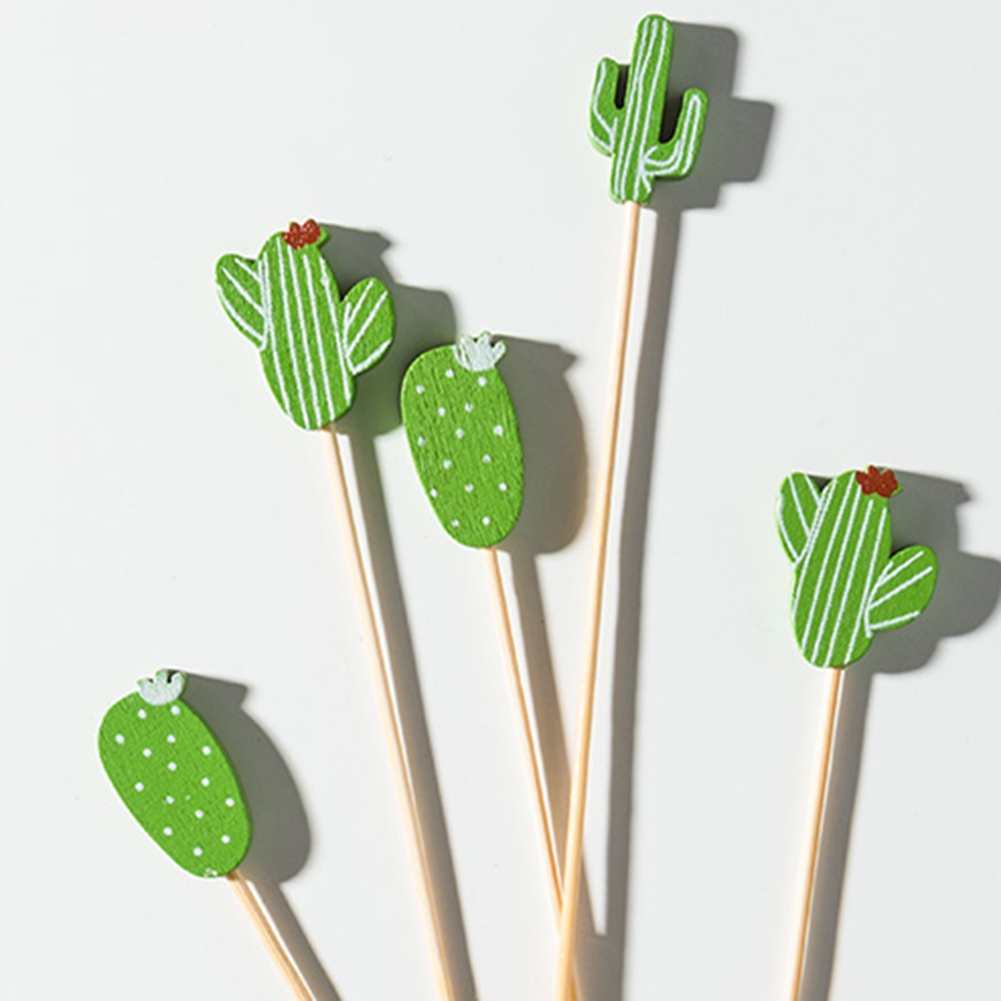 Set 100 Tăm Tre Ăn Trái Cây Hình Cây Xương Rồng Dễ Thương