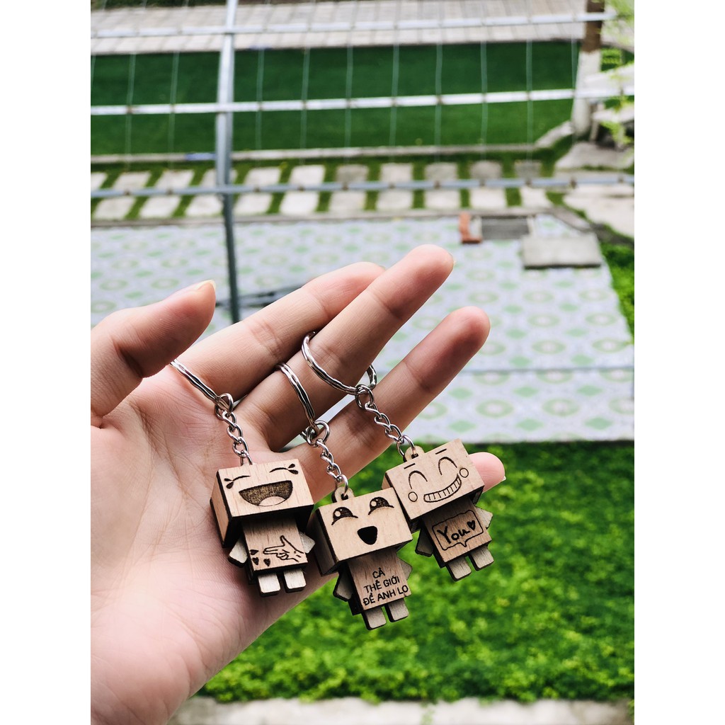 Móc khóa danbo Người gỗ cute treo chìa khóa, treo cặp, quà tặng cute