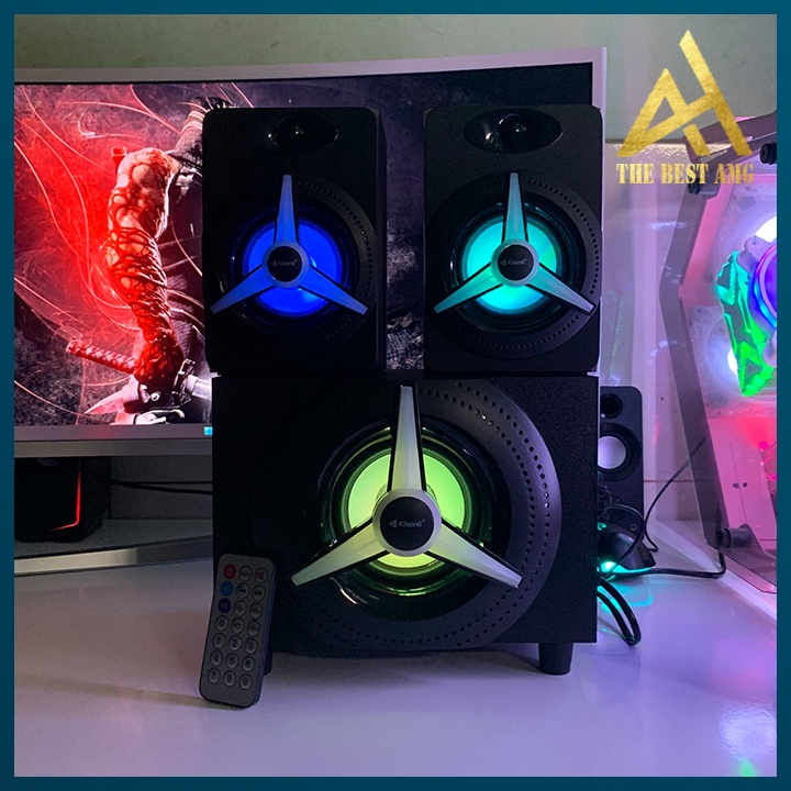 Loa Máy Tính Để Bàn Có Bluetooth LED RGB 2.1 Kisonli TM-7000A Loa Vi Tính Nghe Nhạc Laptop Pc Gaming Có Dây